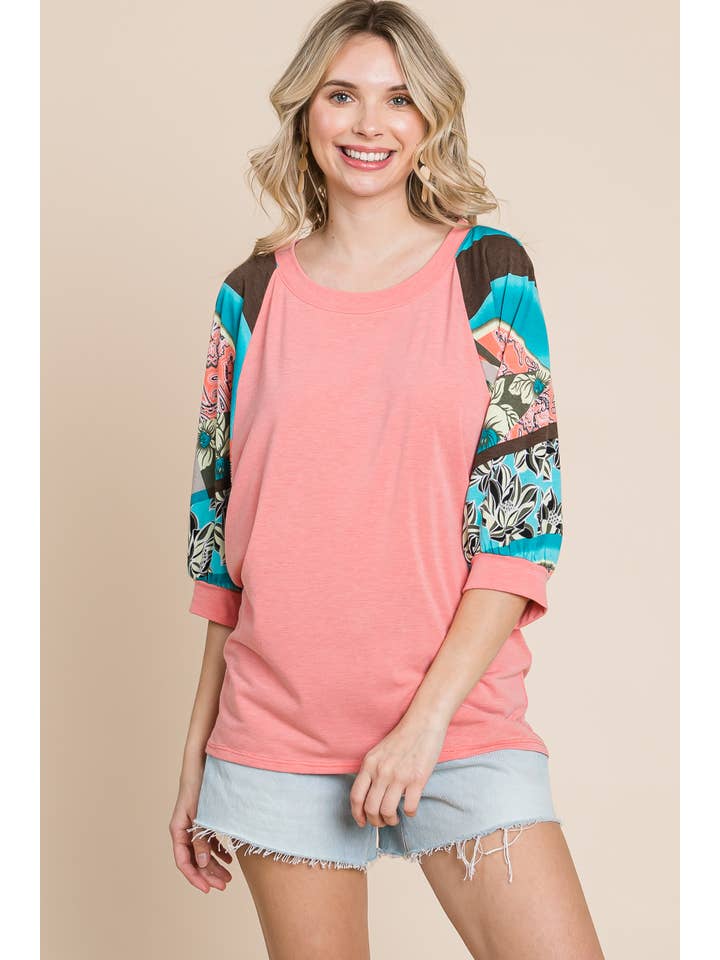 Coral ETK-8905-PL Plus Size Solid T/R Span Casual Top for wholesale on Faire