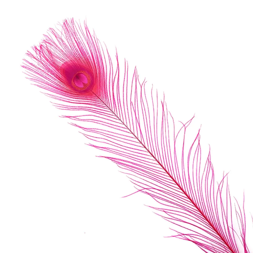 Zucker Feather Products – wholesale Craft supplies – Peacock Tail Eyes Bleached Dyed - Shocking Pink3