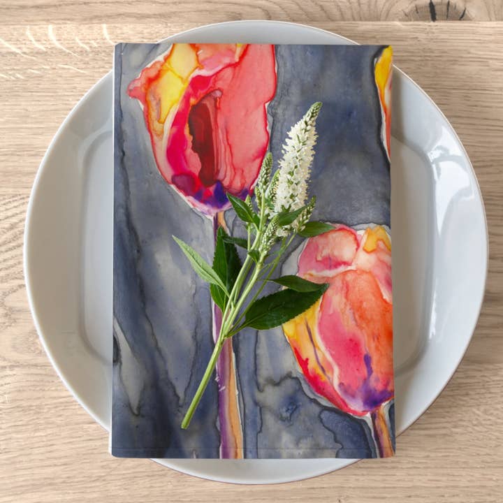 All in a Row Tulips Cloth Napkins for wholesale by Brazen Design Studio
