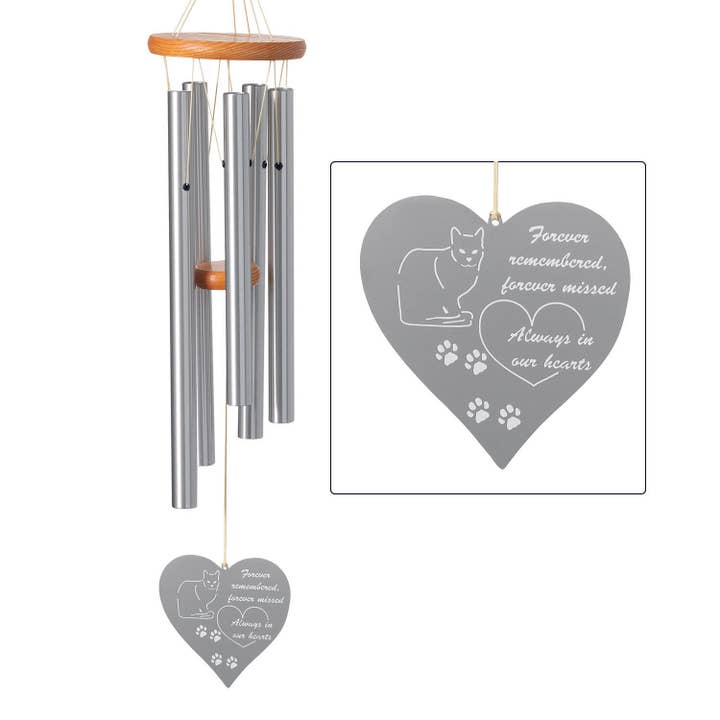 Chimes of Remembrance™ - Forever Heart, Cat for wholesale by Woodstock Chimes