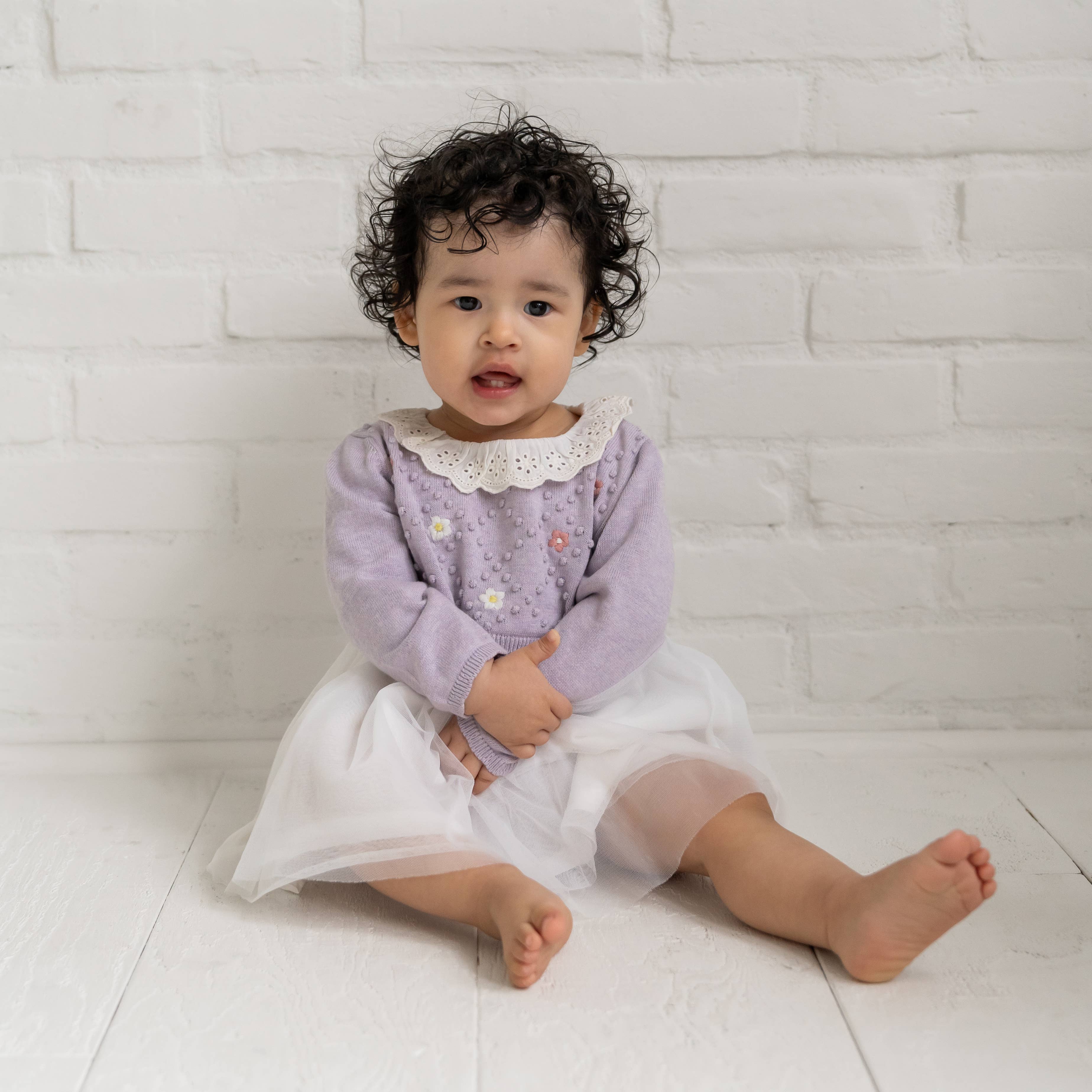 Viverano Organics - Wholesale Dress - Baby - Floral Embroidered Knit Tutu Dress (Organic Cotton)0