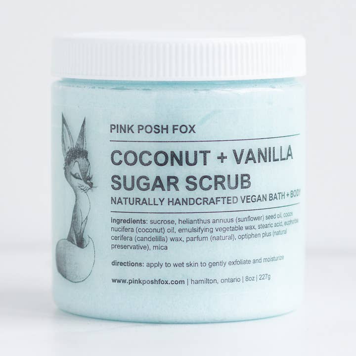 Coconut + Vanilla Sugar Scrub | Emulsified Body Scrub for wholesale by Pink Posh Fox