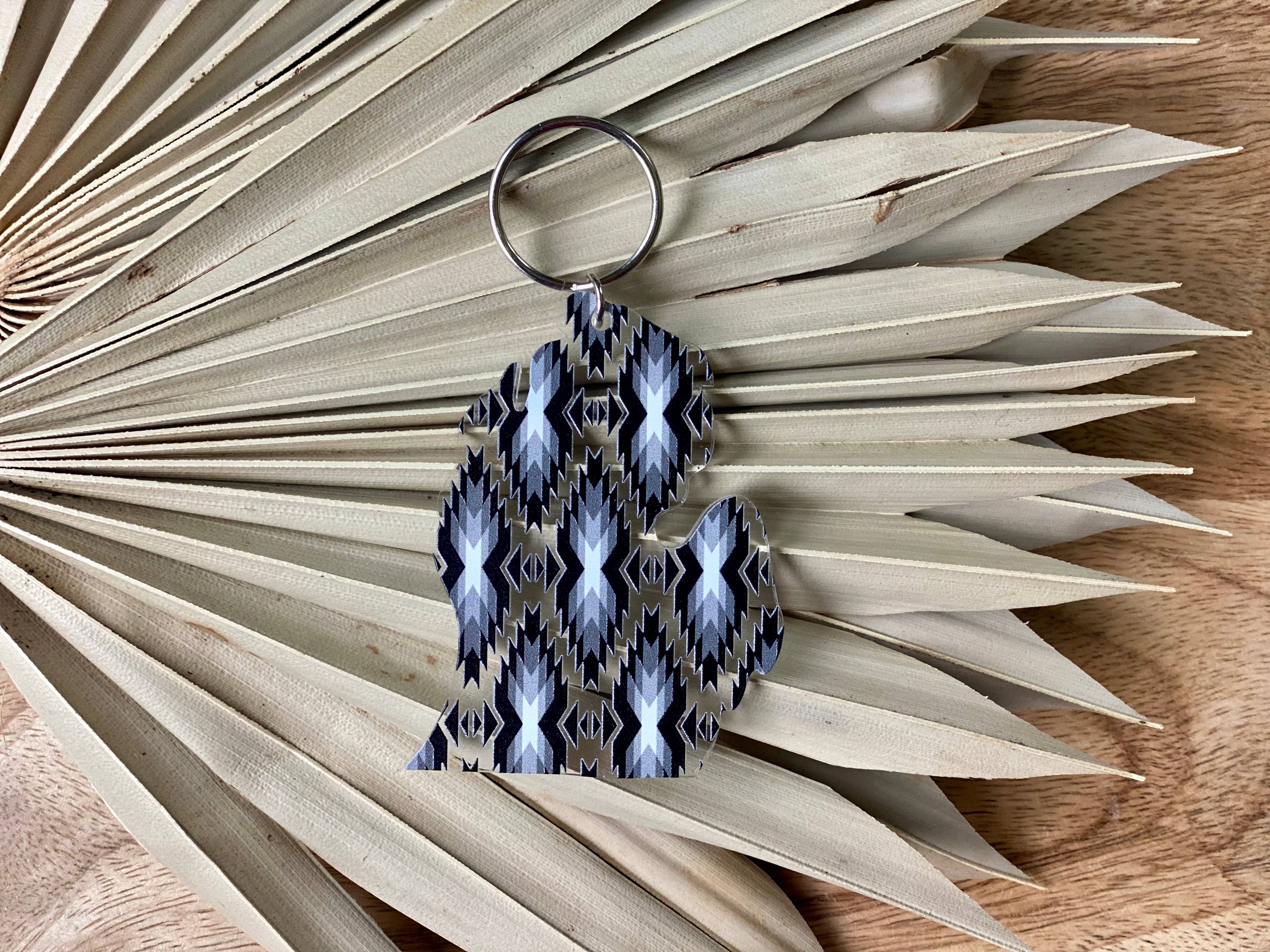Feather and Birch - Wholesale Keychain - Unisex - Michigan Lower Peninsula black Southwest Acrylic keychain