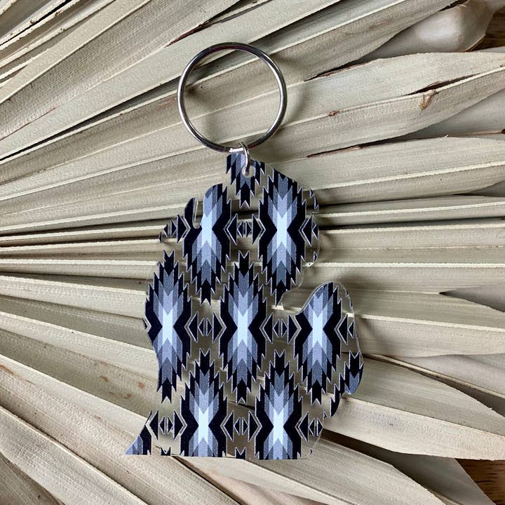 Feather and Birch - Wholesale Keychain - Unisex - Michigan Lower Peninsula black Southwest Acrylic keychain0