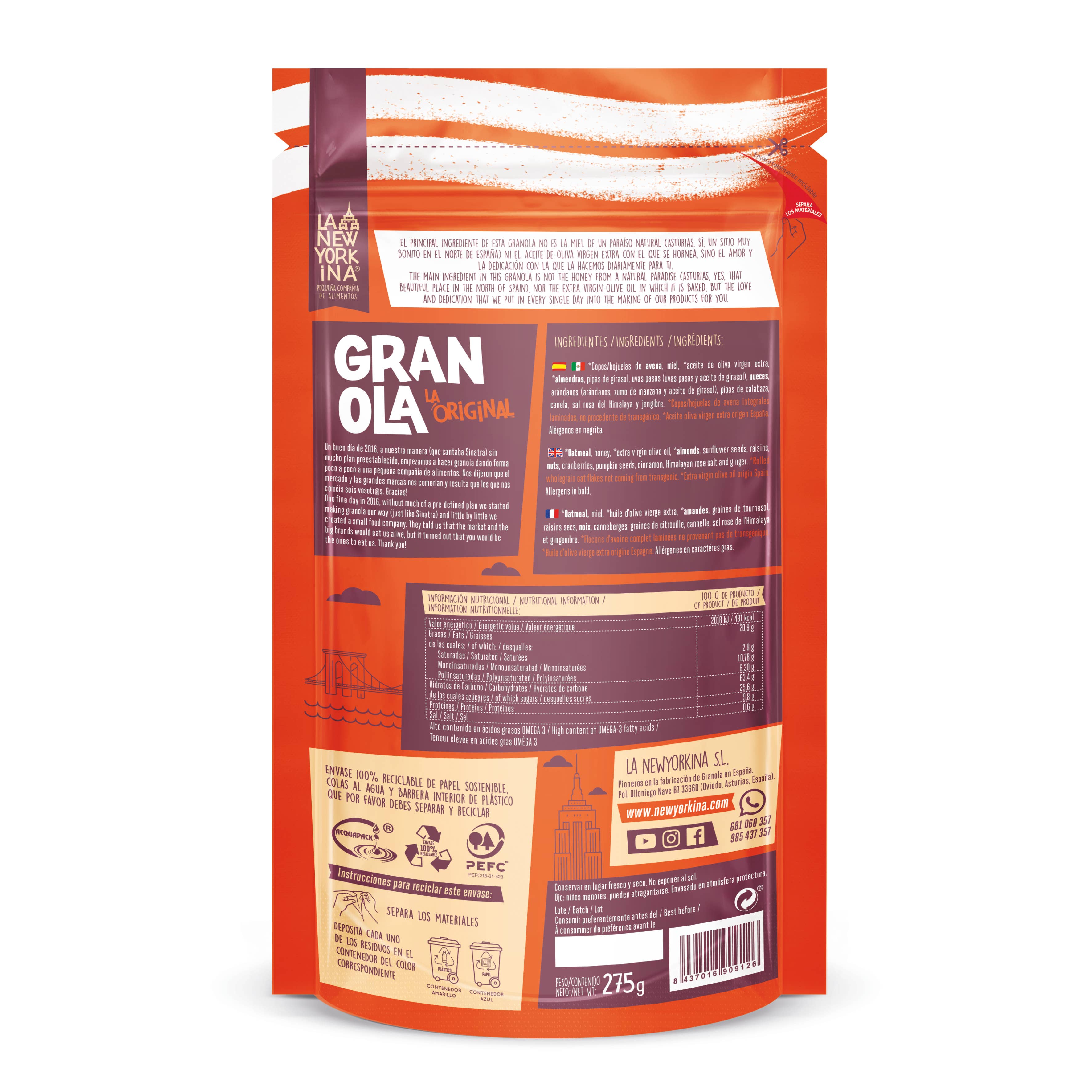 La Newyorkina - Wholesale Granola - Original Granola 275g2