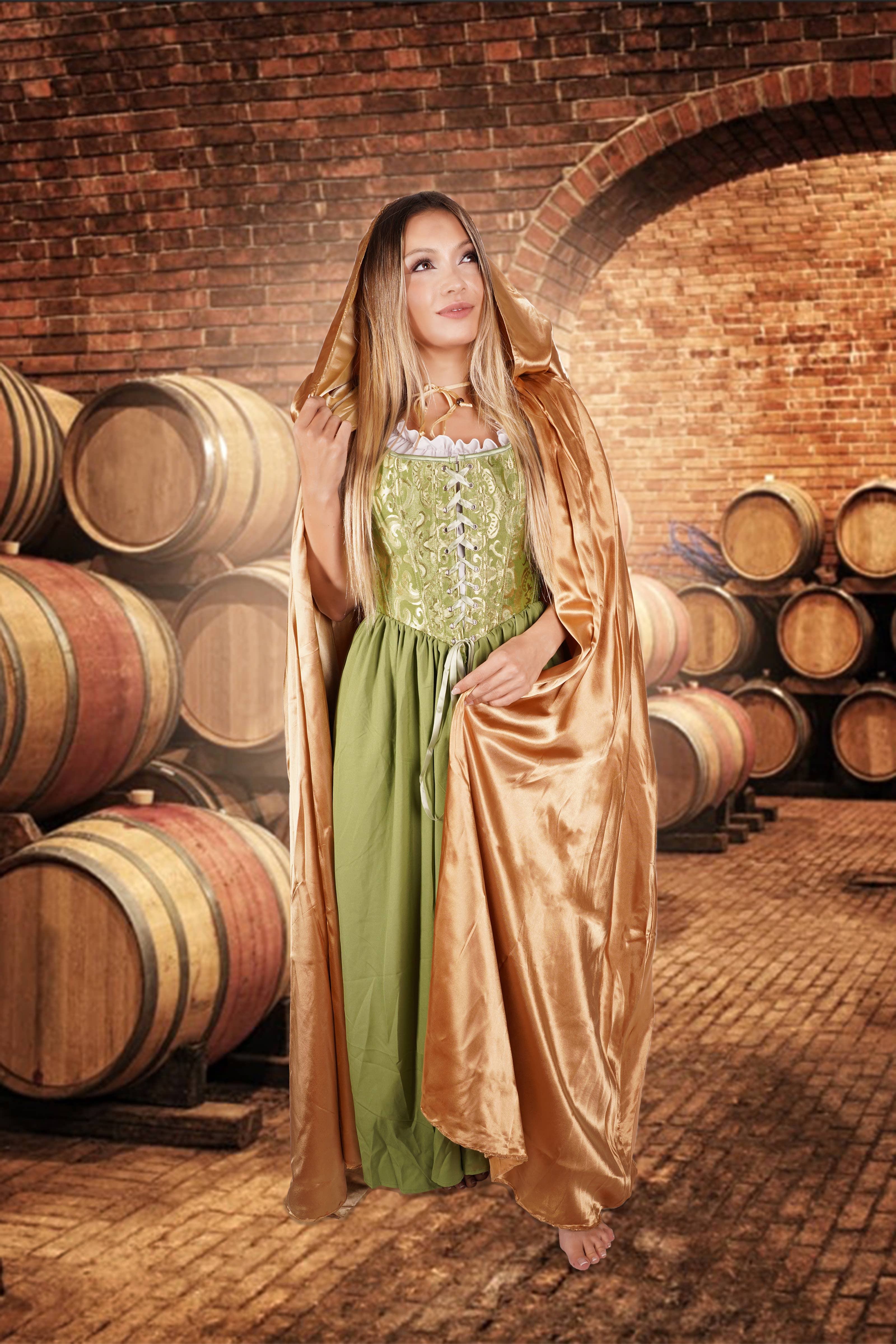 Western Fashion - Wholesale Cape - Women's - 8492 - Reversible Cape / Cloak with hood, Satin,2