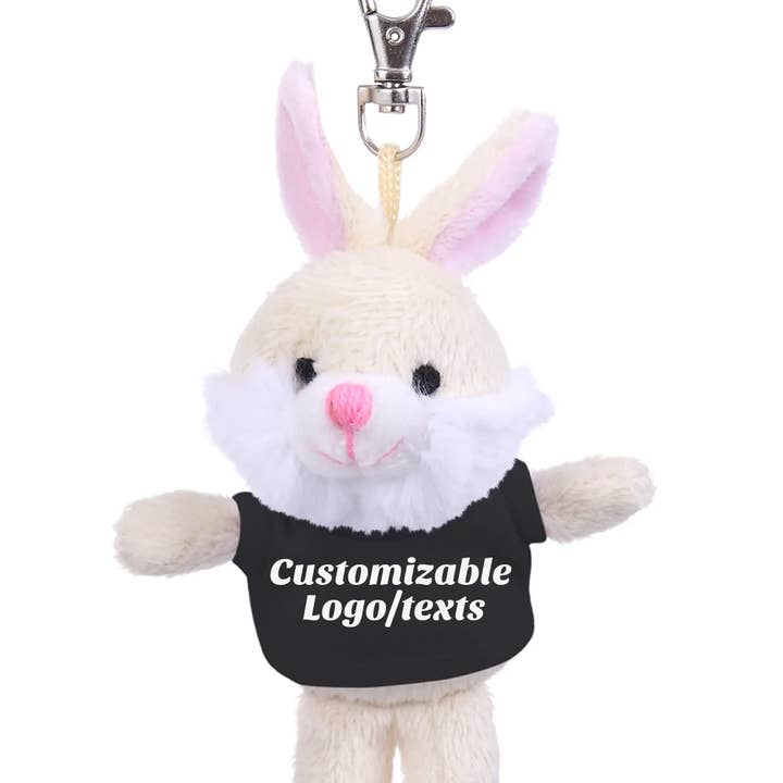 Llavero de peluche de conejo de Pascua de 4" con camisetas personalizadas para venta al por mayor de Plushland