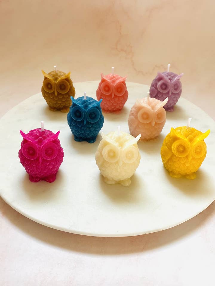 Owl Beeswax Candle for wholesale by Maple + Love