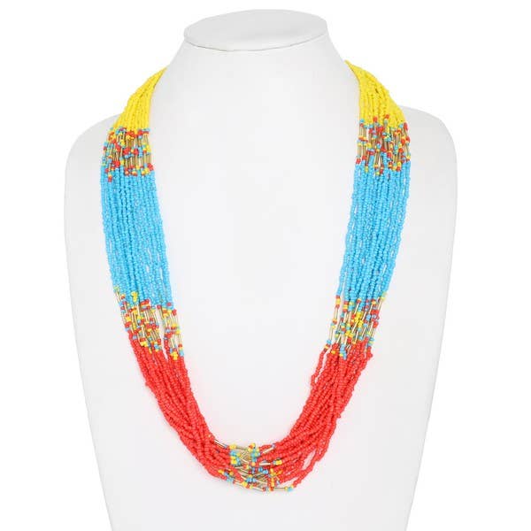 anbfashion - Wholesale Beaded/Pearl Necklace - NATIVE AMERICAN OMBRE MULTI STRAND BEADED NECKLACE 24