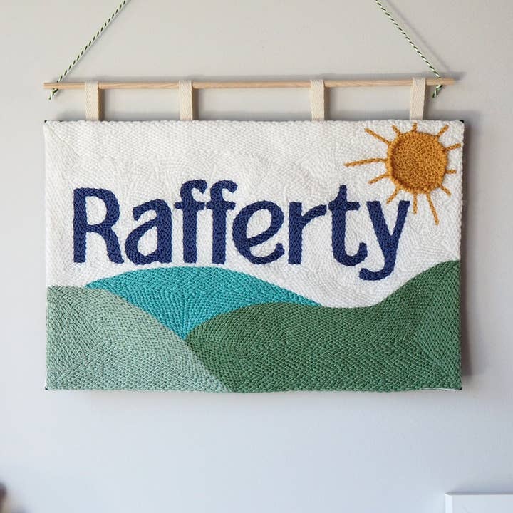 Punchneedle Navn og Landskabsbanner for engroshandel hos Brown Betty Blue