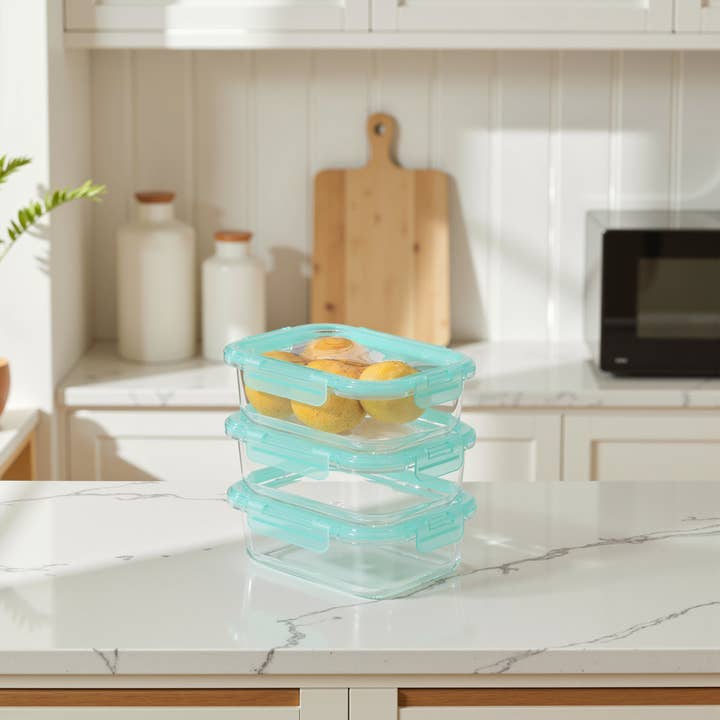 Genicook Product LLC - Wholesale Food storage container - Glass Containers with Flexible Silicone Lids - Set of 32