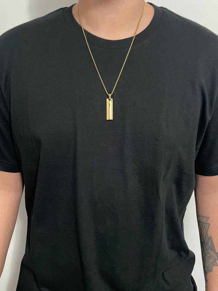 Gold Prayer Bar Necklace for wholesale by Silver & Bare