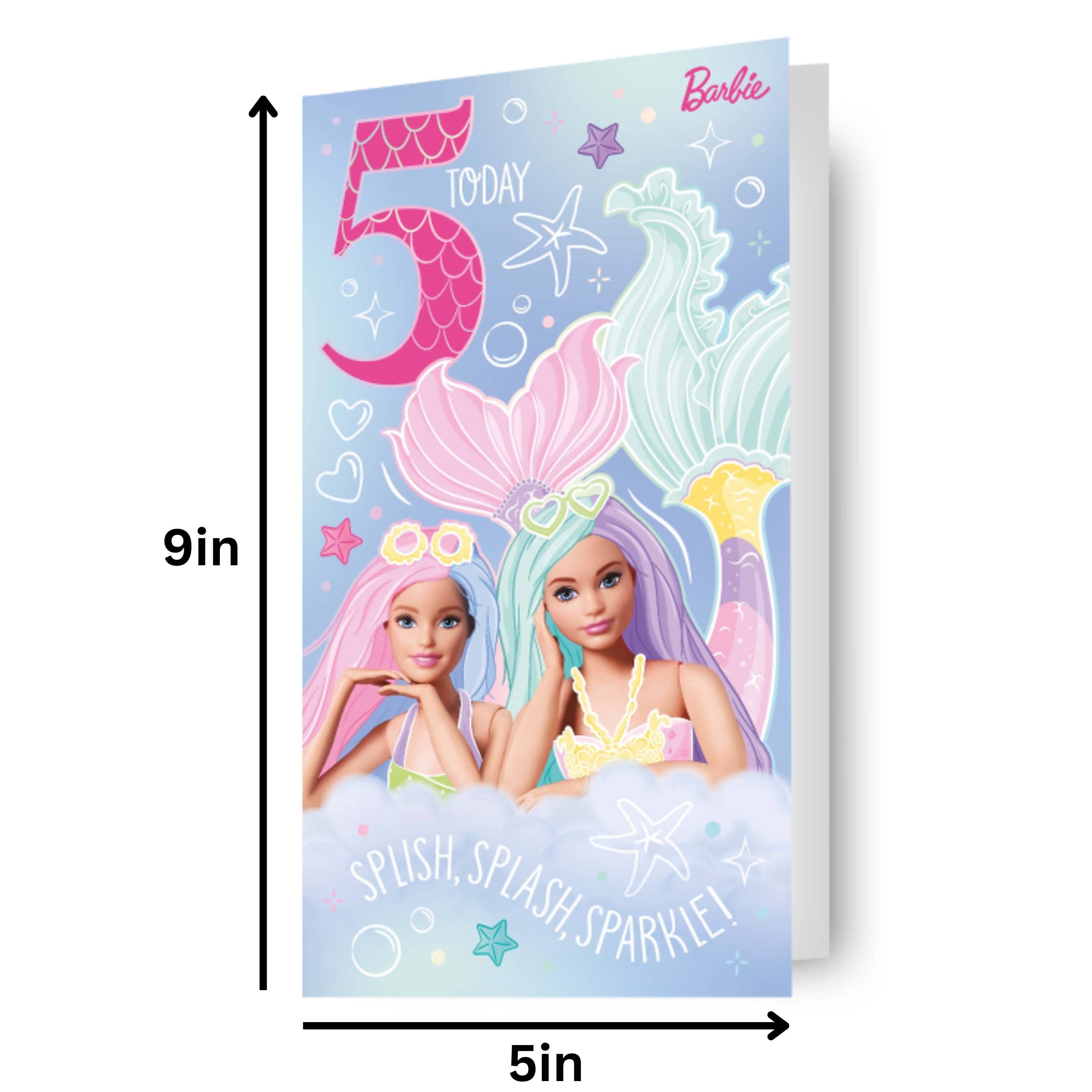 Danilo Promotions Ltd – wholesale Birthday card – Barbie Age 5 Sticker Birthday Card1