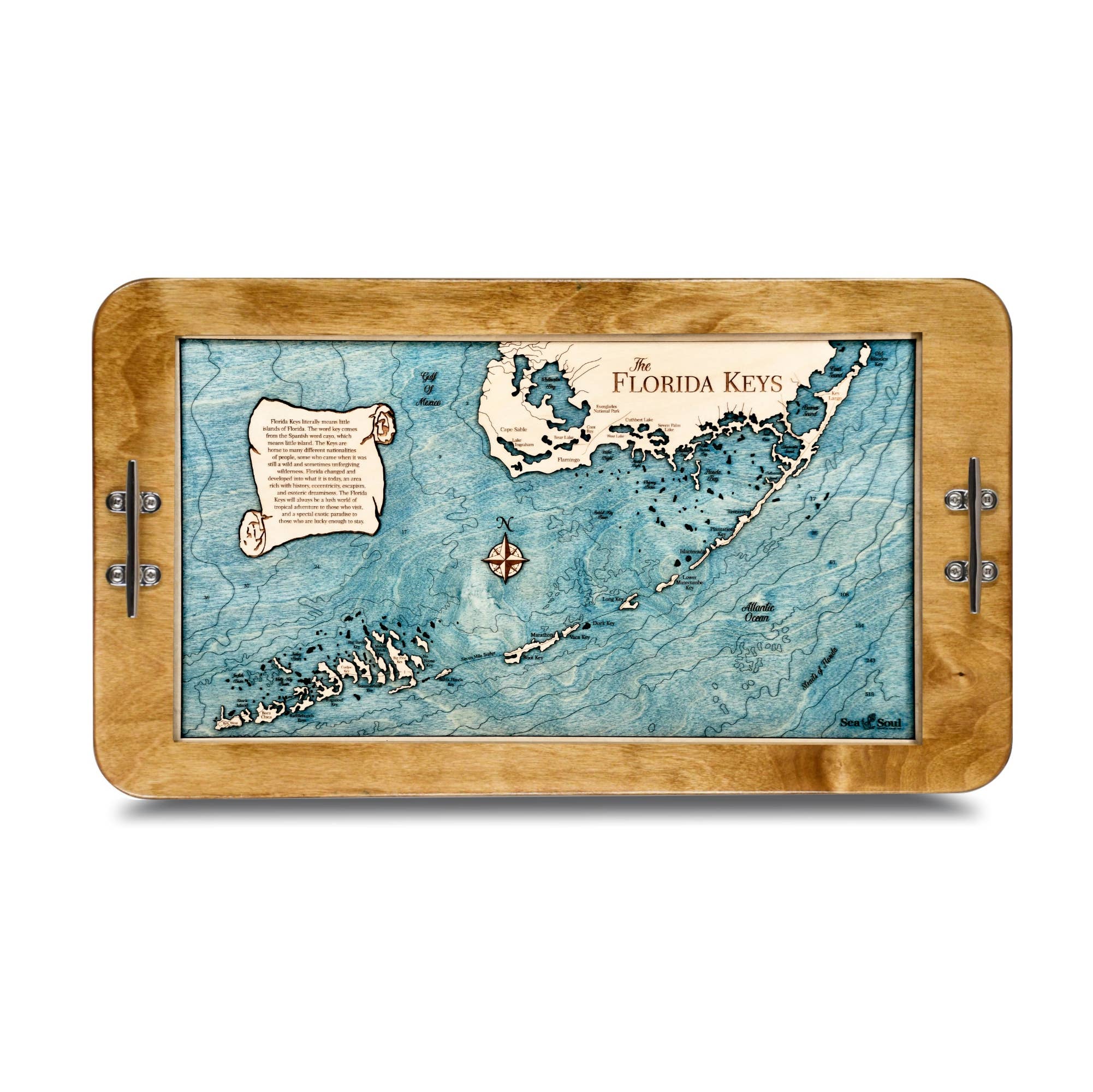 Sea & Soul Nautical Chart Art – Großhandel Serviertabletts – Küsten-Florida Nautische 3D-Holzkarte Serviertablett & Wandkunst13