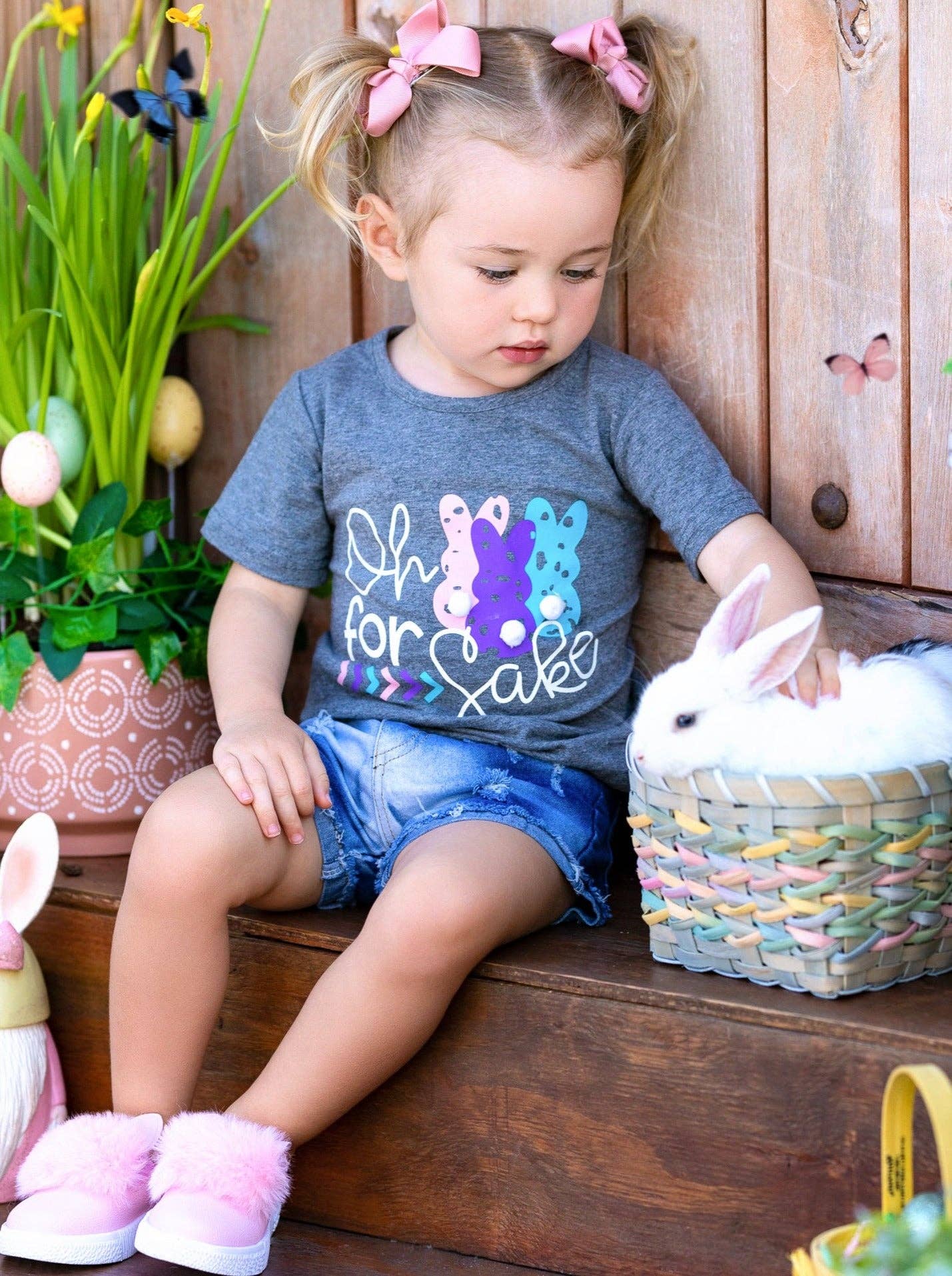 Cinza Conjunto de Calções de Ganga Oh For Bunnies' Sake para venda a revendedores na Faire2