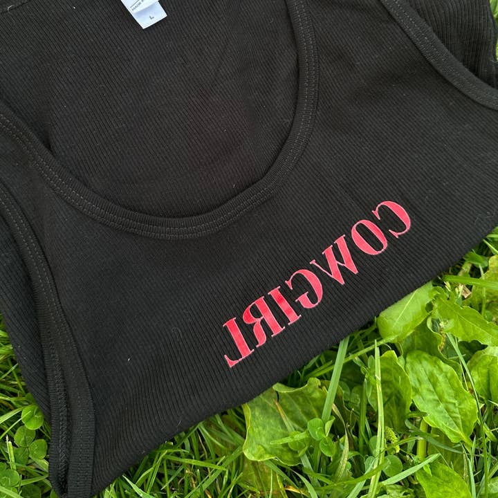 Black REVERSE COWGIRL CROPPED BABY TANK for wholesale on Faire