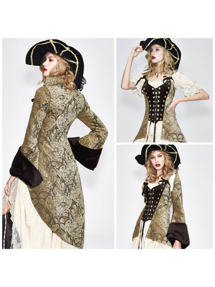 BLK/GLD CT102 - Pirate Jacket med aftagelige ærmer for engroshandel på Faire1