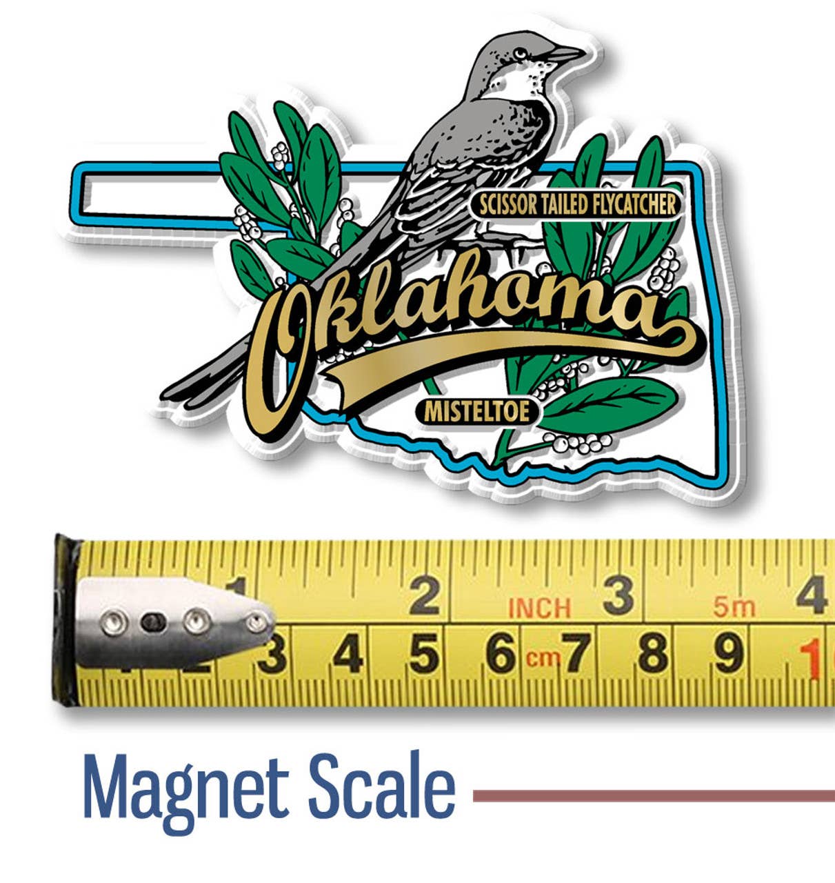 7 Star - Wholesale Magnet - Oklahoma State Bird and Flower Map Magnet Made in USA 1