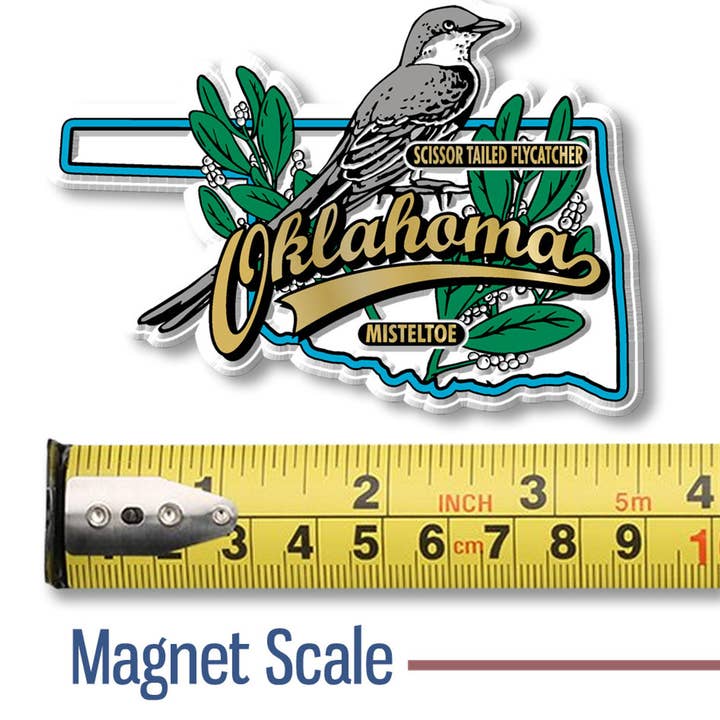 7 Star - Wholesale Magnet - Oklahoma State Bird and Flower Map Magnet Made in USA 1