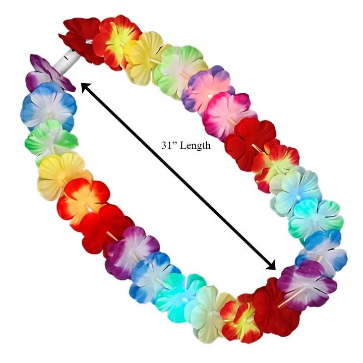 Blinkee.com, LLC – wholesale Light-up toy – Kids & baby – Light Up Hawaiian Flower Lei Necklace Rainbow1