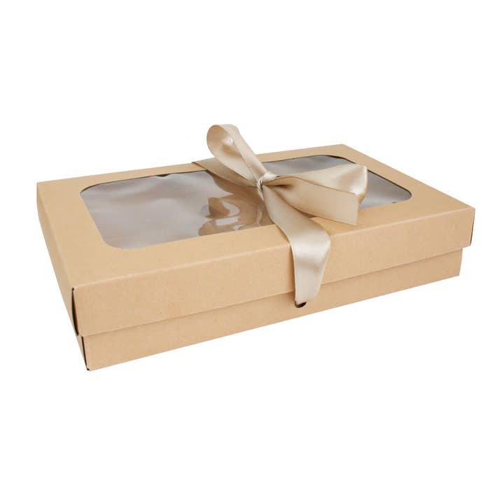 Emartbuy - Vendita all'ingrosso Confezioni regalo - Scatola Marrone con Nastro Marrone-Confezione da 12-21,5 x 13,5 x 4,5 cm