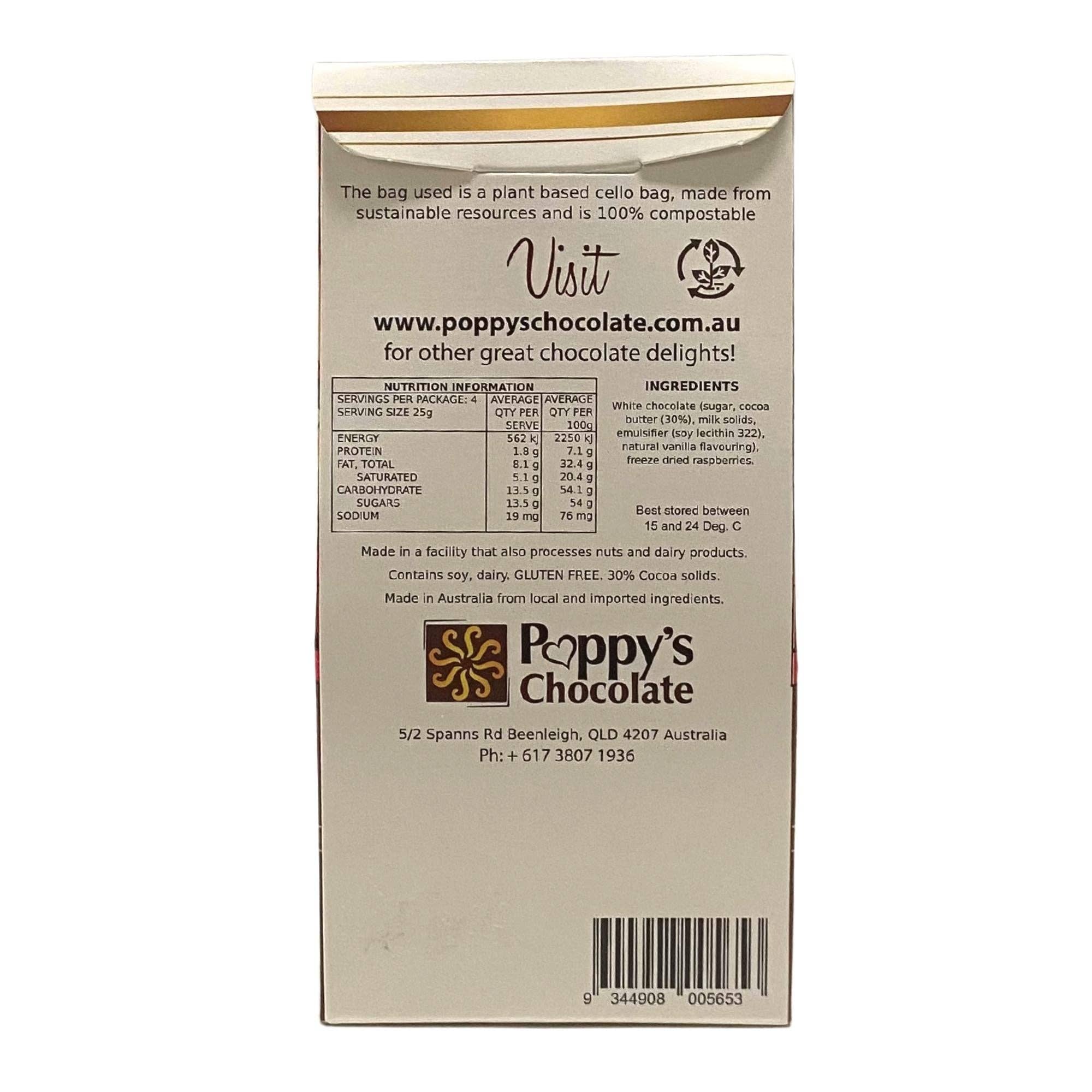 Poppy's Chocolate - Wholesale Chocolate bar - Raspberry and White Chocolate Bark 100g5