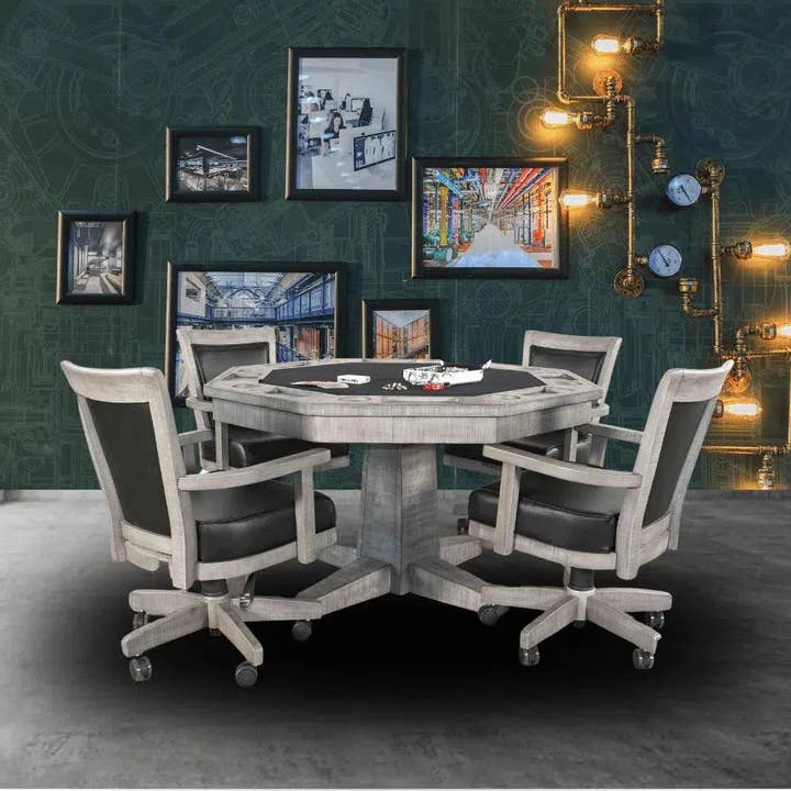 LOOMLAN – Cadeira por atacado – Conjunto de Mesa de Poker Reversível com Cadeiras Giratórias em Pele2