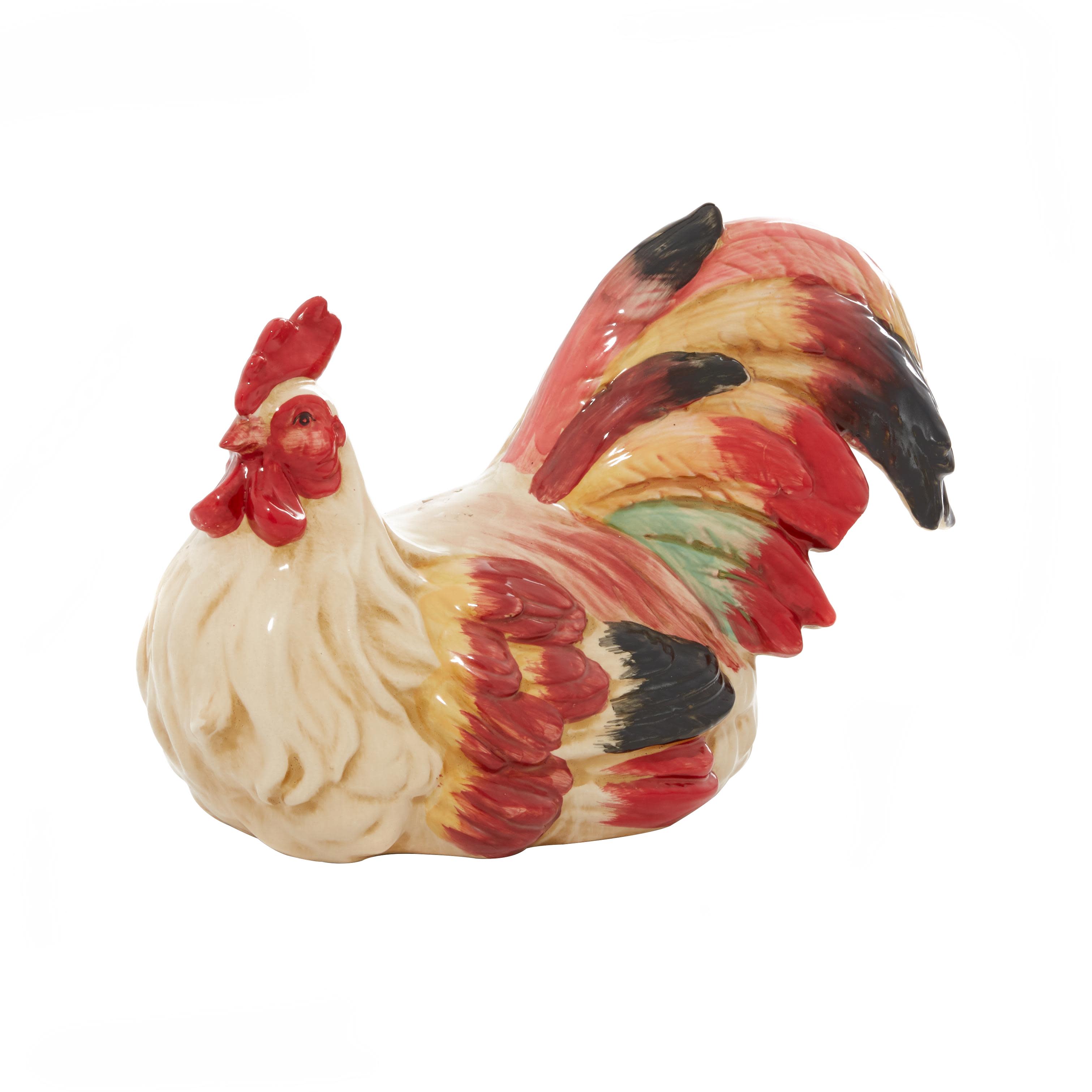 Import Corner – wholesale Sculpture – A-40775: CERAMIC ROOSTER 15"W, 9"H1
