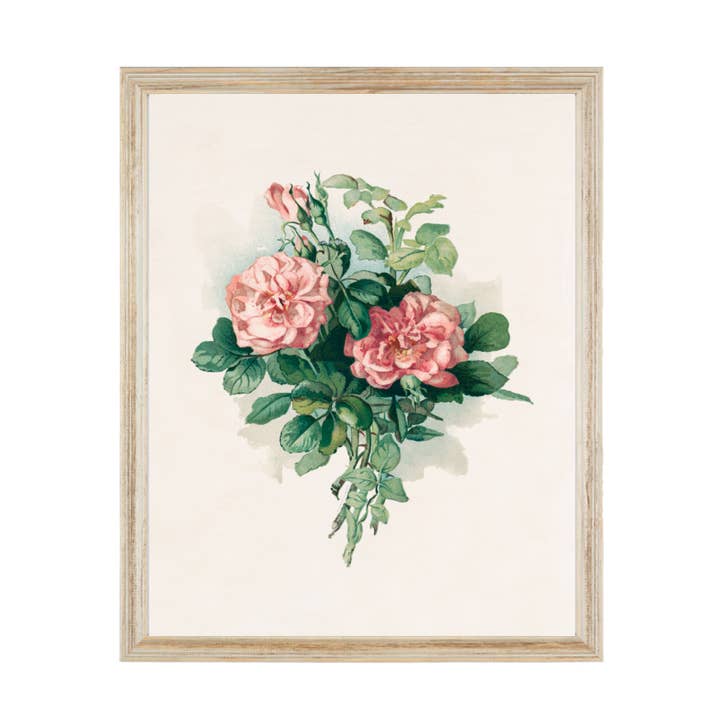 Pink Lemon Decor - Wholesale Art Print - Vintage Rose Bouquet Art Print