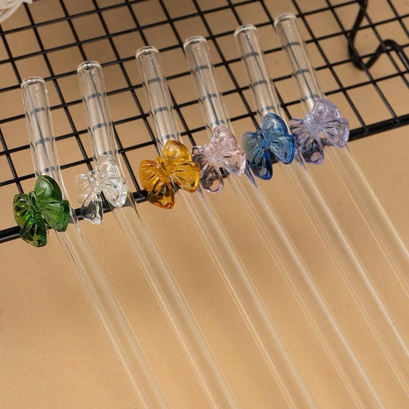 Weavey Studio - Vente Paille - Pailles à boisson réutilisables en verre transparent transparent Bow9