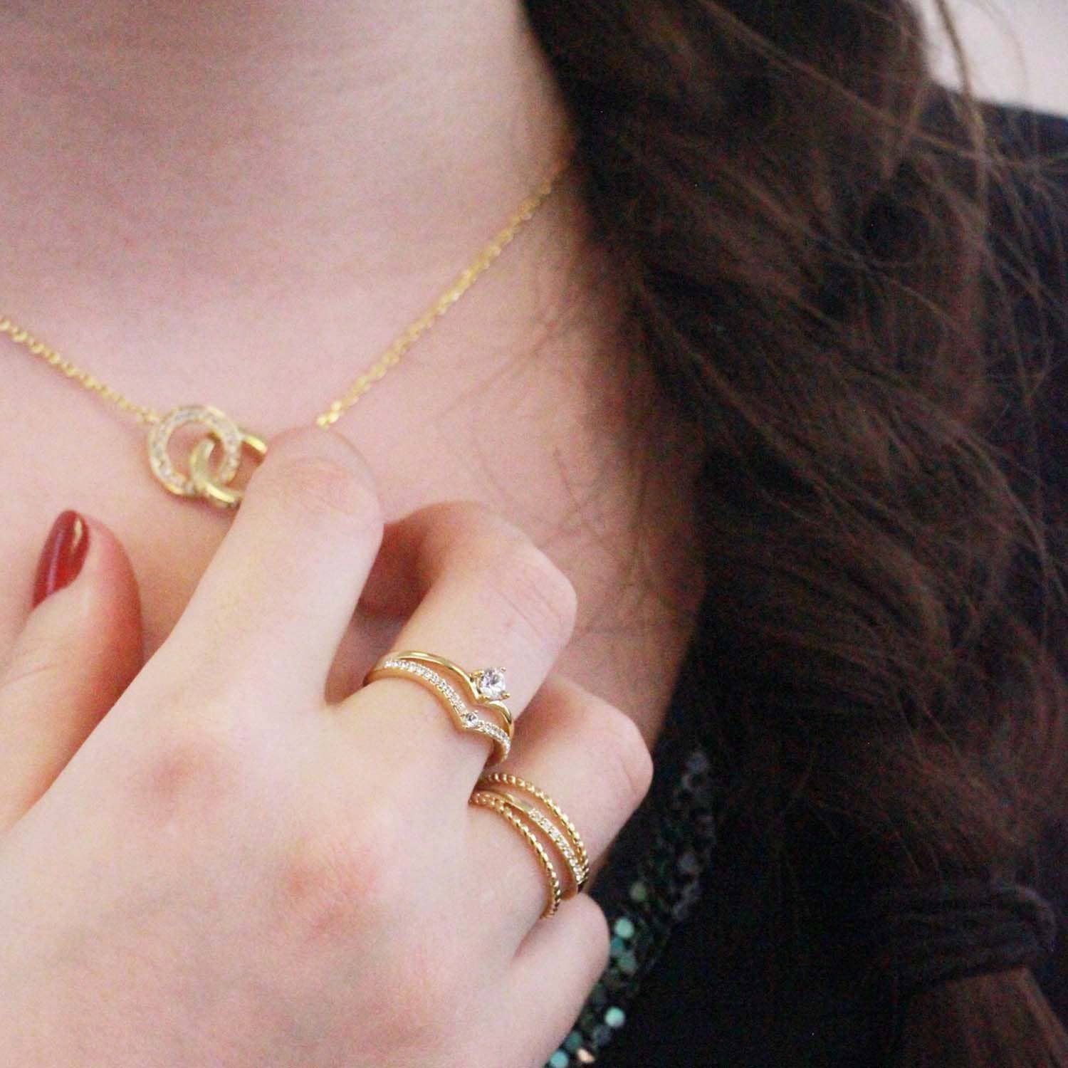 CARALI / MYC Paris - Vente Bague avec plusieurs pierres - Bague Irving - Doré Et Cristal5