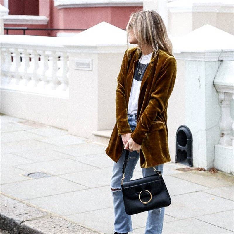 Plush Looks – wholesale Blazer - Dam – Enfärgad sammetskavaj5