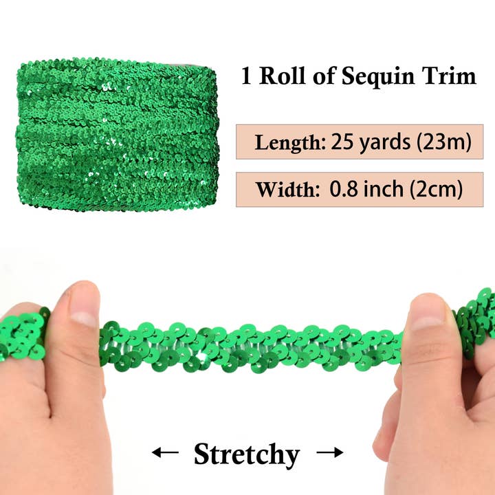 AK Brand - Wholesale Ribbon – Gift wrapping - Elastic Sequin Trim 0.8 Inch Glitter Paillette Ribbon31