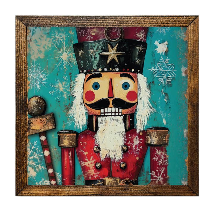 TIMBERLAND FRAME CHRISTMAS NUTCRACKER RED TEAL BOLD for wholesale by Jarmz Designs