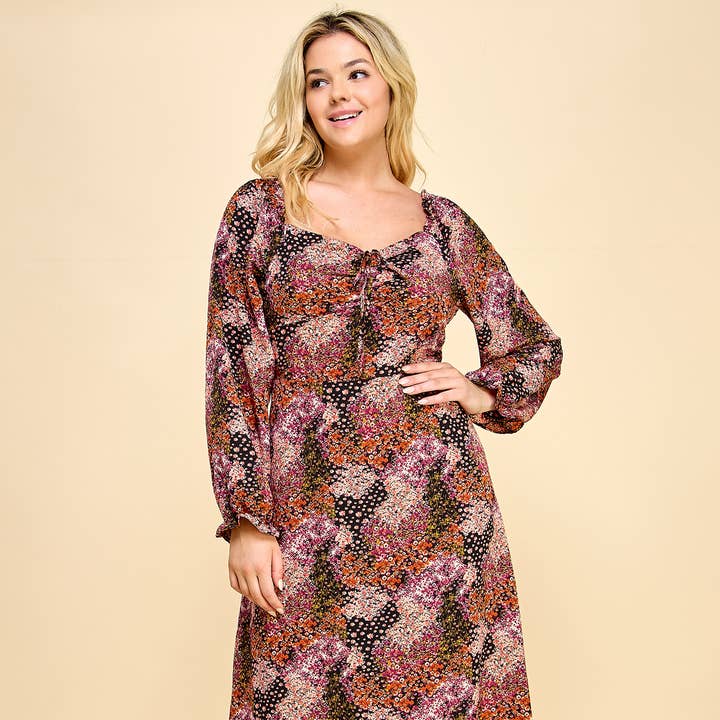 ROBE CORSET MIDI À MANCHES LONGUES GRANDE TAILLE A4594U54A32X pour la vente par Winslow Collection