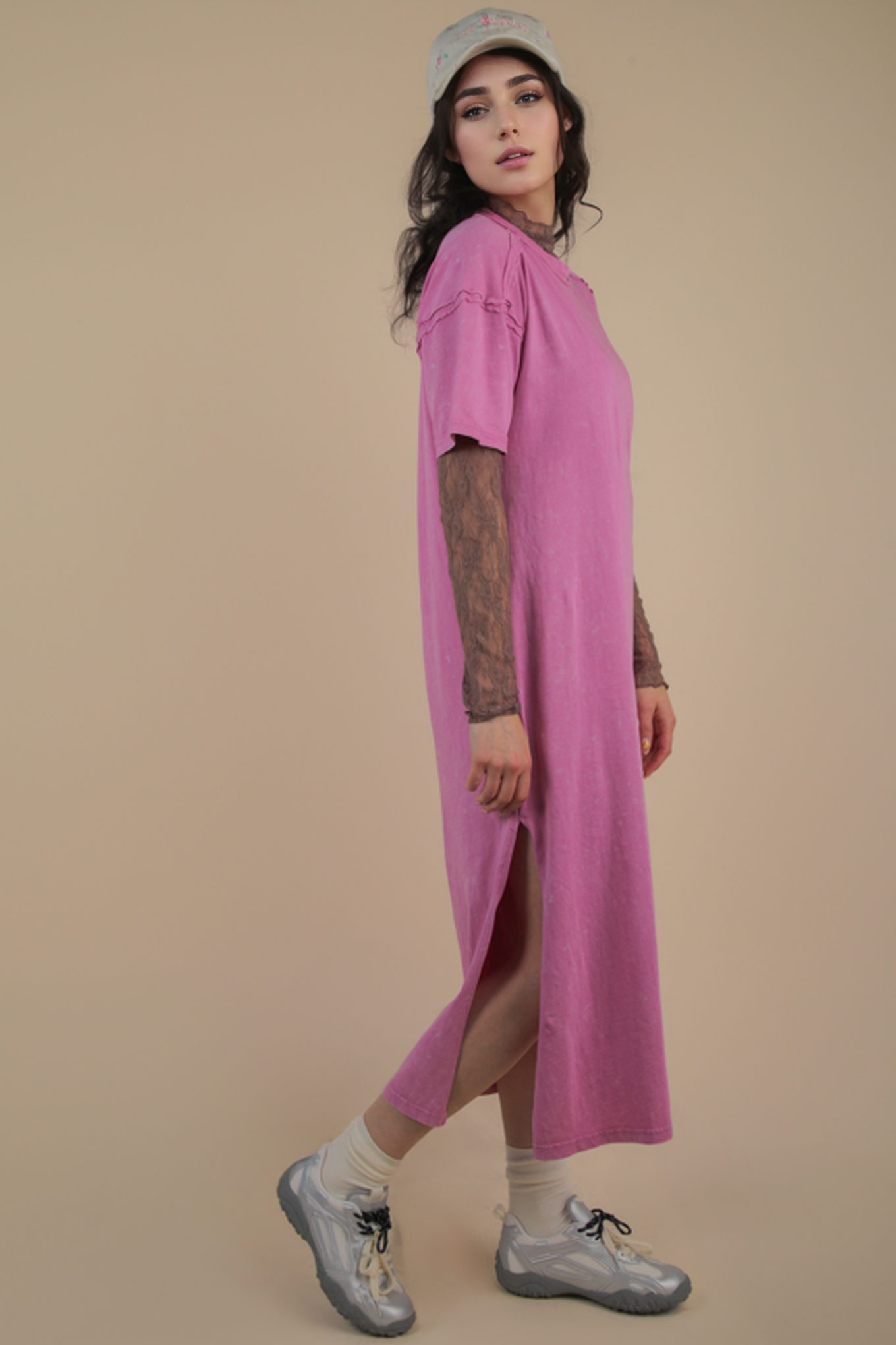 VERY J - Vente Robe – femme - Robe midi décontractée confortable lavée minérale14