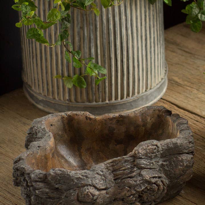 Vagabond Vintage - Wholesale Plant Pot - Cement Burled Bark Planter - Small