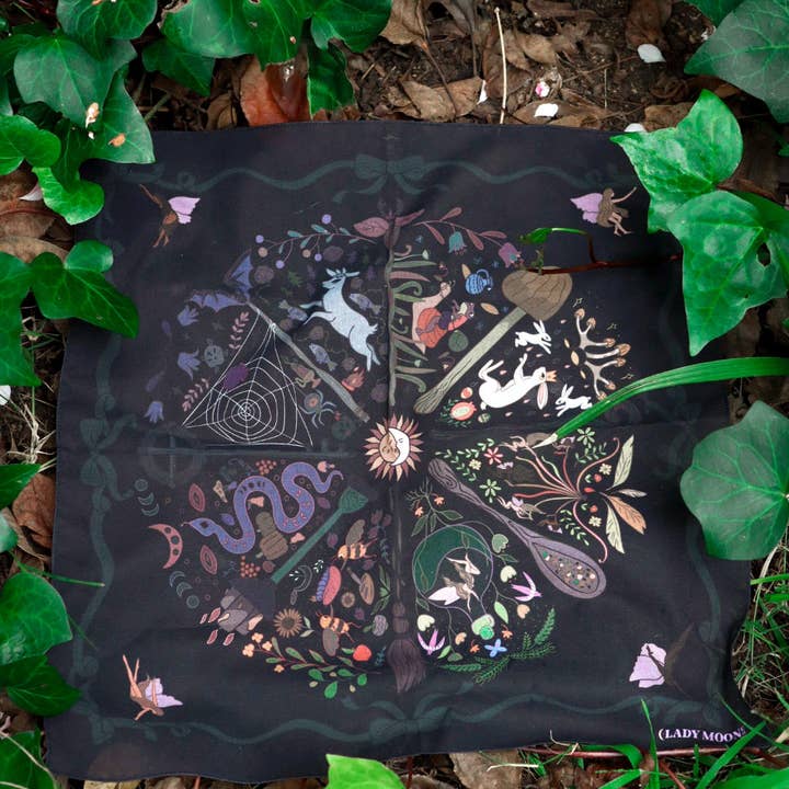 Lady Moon Co.® - Wholesale Bandana - Women's - Altar Cloth Bandana: Wheel of The Fae2
