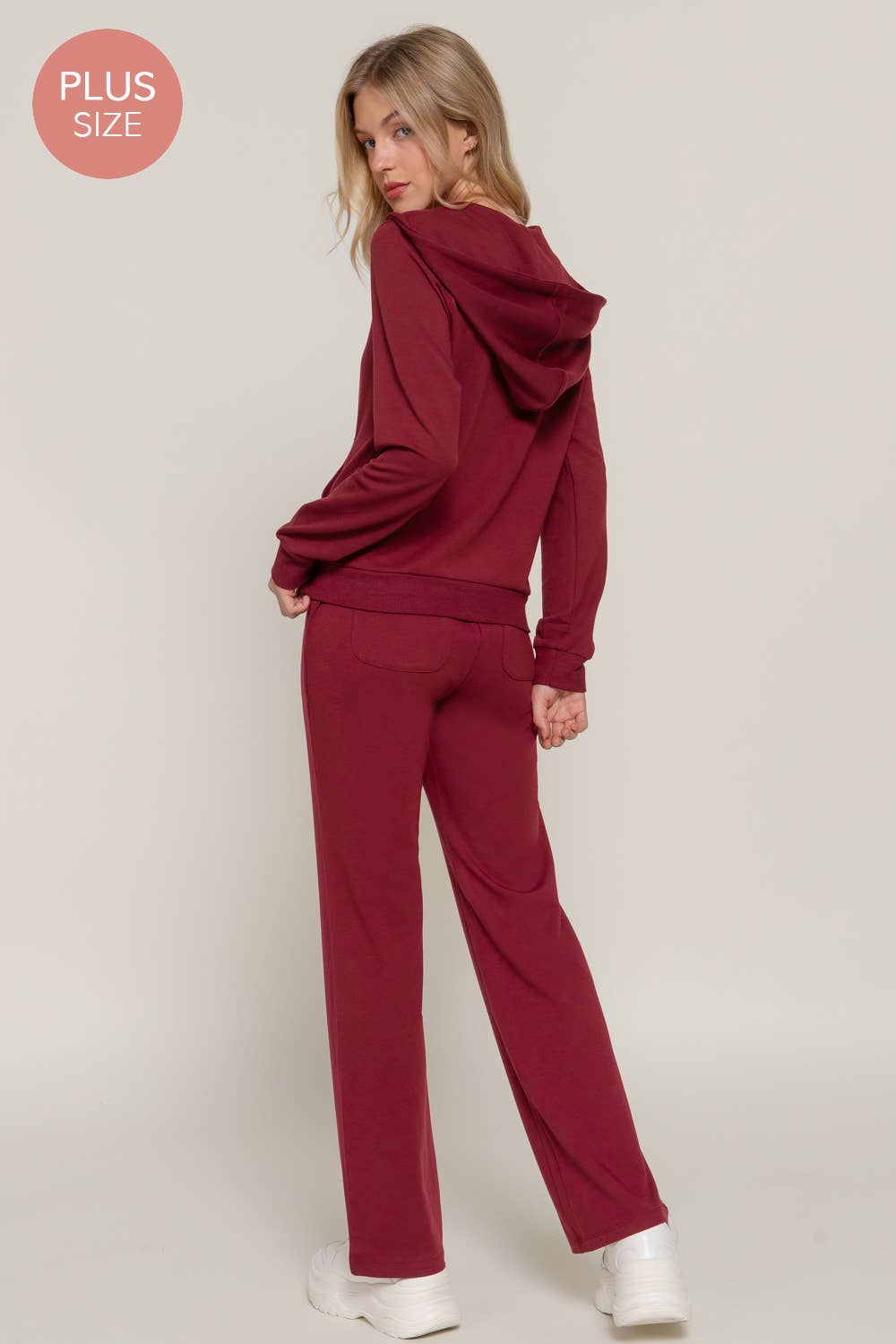 Active Basic | Active USA - Wholesale Lounge Set - Women's - [PLUS SIZE] Long Slv Hoodie Jacket & Pants Sweatsuit Set  5