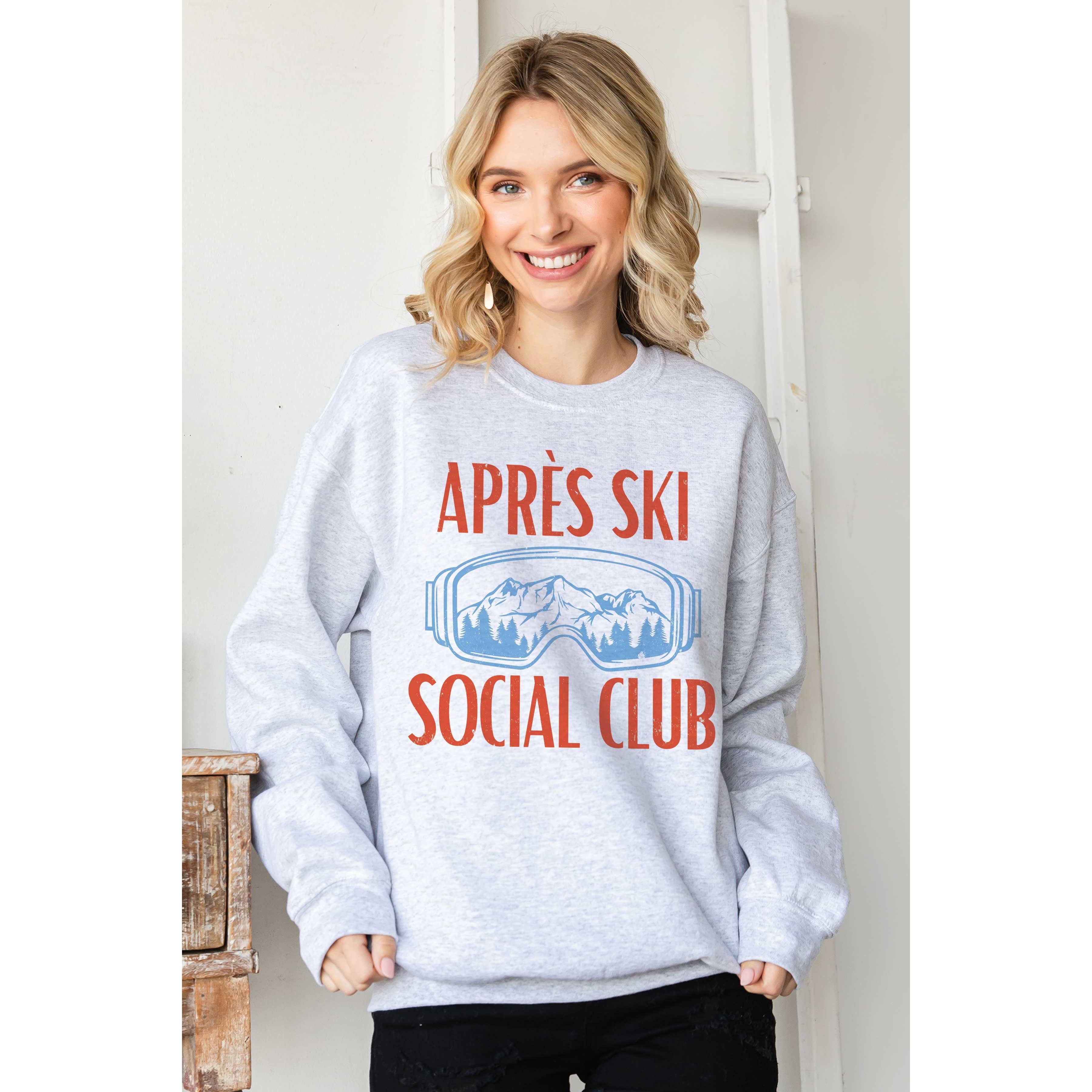 BLUME & CO. - Wholesale Graphic Sweatshirt - Women's - APRES SKI SOCIAL CLUB Winter Graphic Sweatshirt
