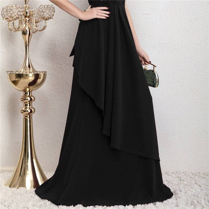 FurDecoration - Vente Robe de soirée – femme - Robe formelle à manches longues et patchwork en dentelle1