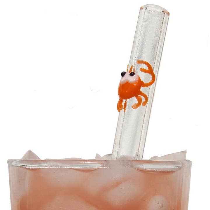 Crab Reusable Glass Drinking Straws for wholesale by Glass Sipper Reusables Inc