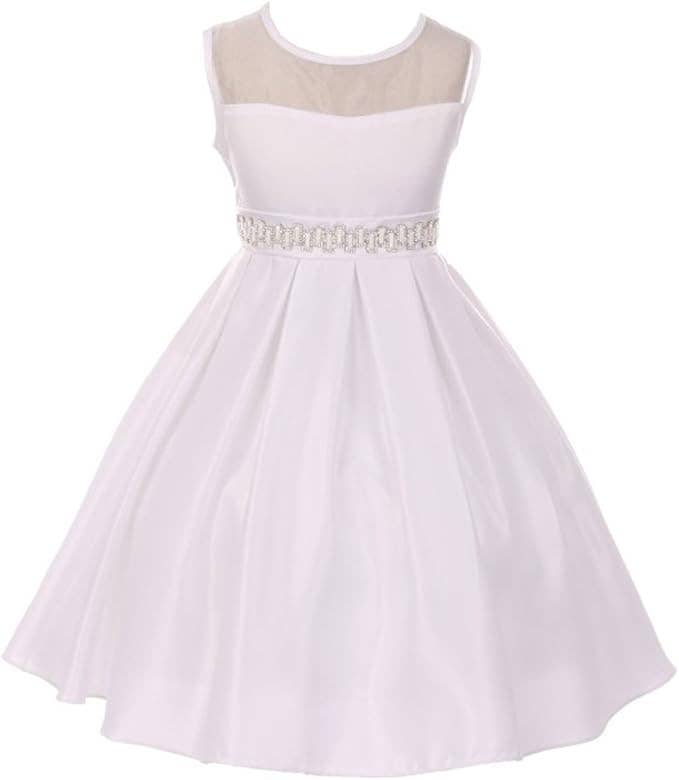 iGirlDress - Wholesale Dress - Kids - Little Girls Illusion Satin Flower Girl Communion Dress 4-164