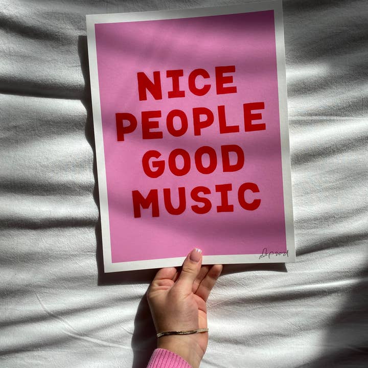 ALEX'S - Wholesale Art Print - Nice People Good Music Pink + Red Art Print2