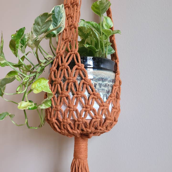 Macramé Mouse - Vendita all'ingrosso Fioriere a sospensione - Grande appendiabiti per piante in stile rete centrale1