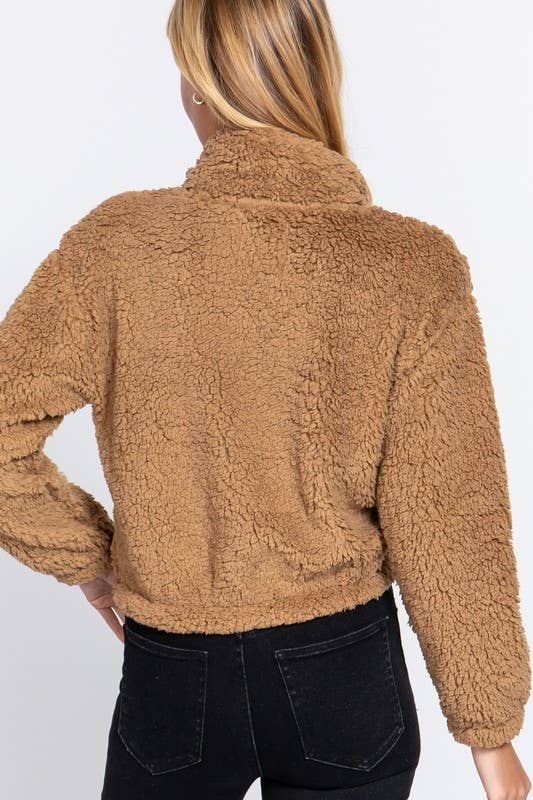 Vanilla Monkey - Wholesale Jacket - Women's - Long Sleeve Mock Neck Faux Fur Zip-up Jacket2