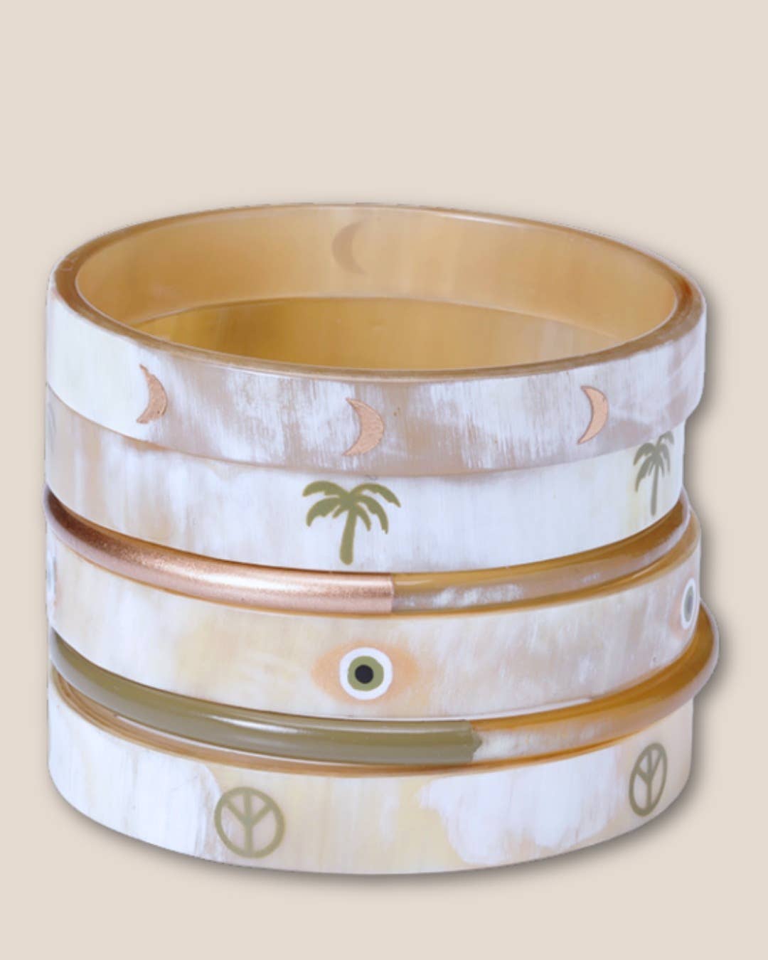 JolieJulie-MaLune-VentiLLo - Wholesale Cuff Bracelet - Horn bracelet 10mm PALMIER Pure Khaki 25