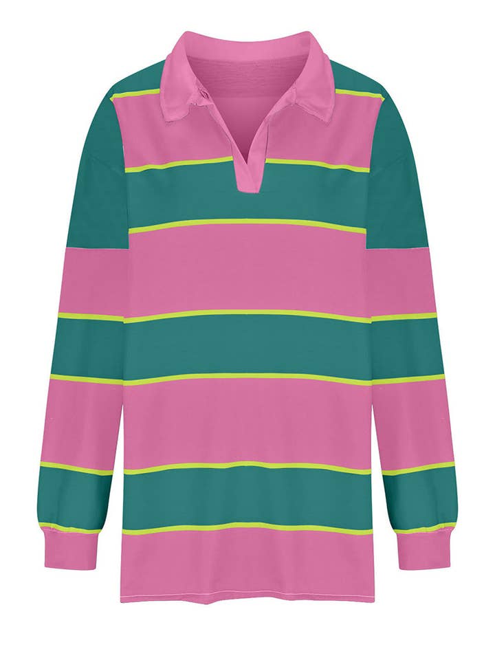 safistyle - Wholesale Polo - Women's - Striped Oversized Polo Top3