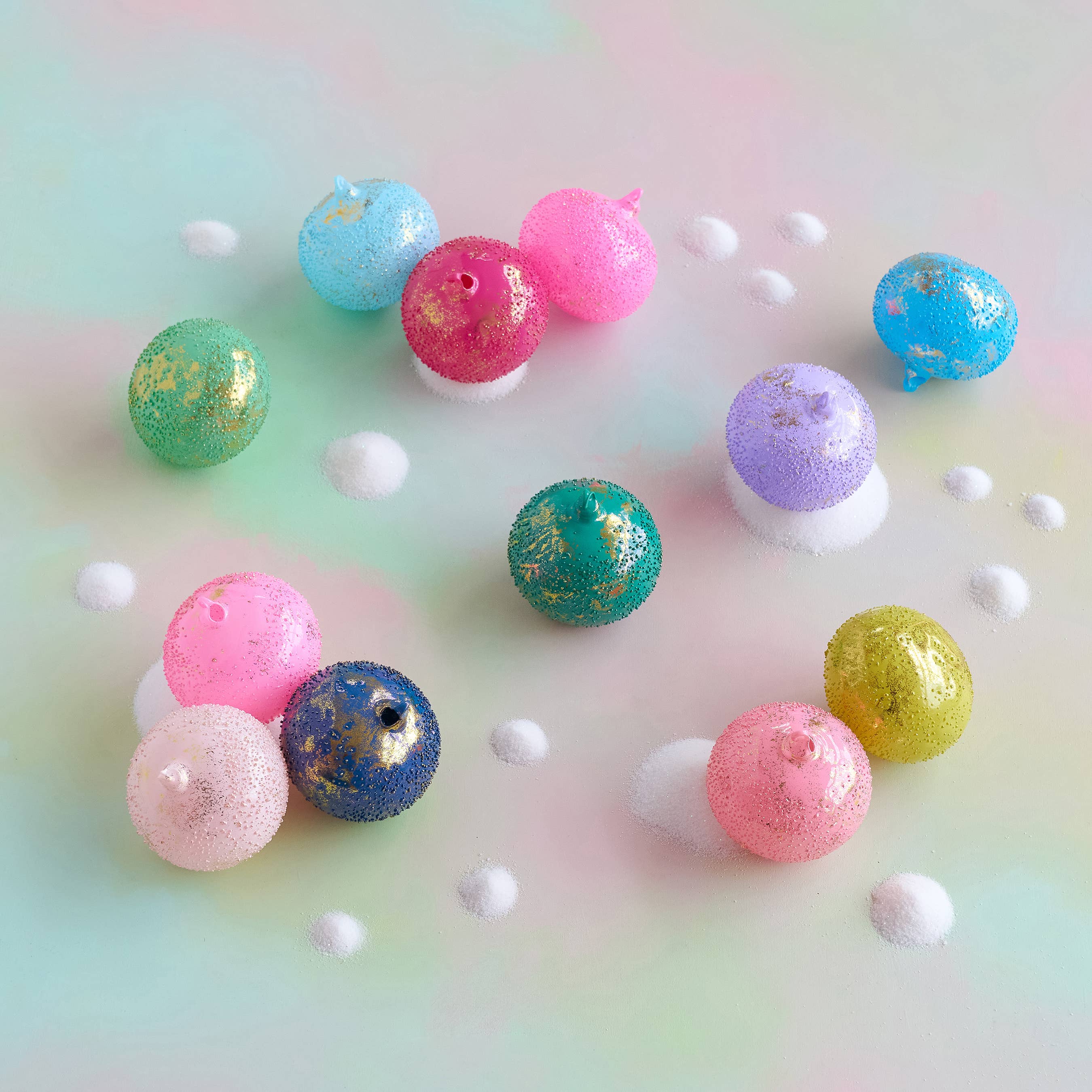 Glitterville - Wholesale Ornament - Glitterville Stubbled Orb Ball Orn,12 Asst, Glass, 5"0