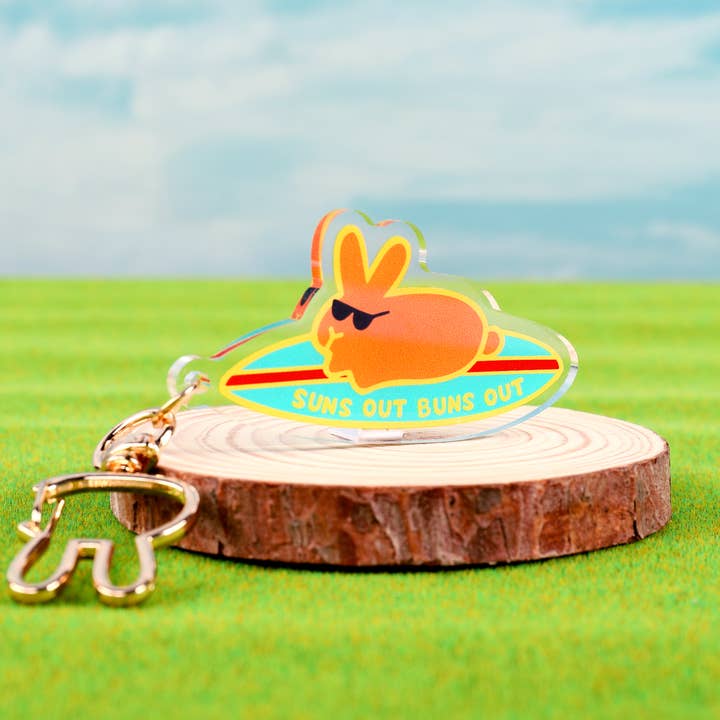 Sun Out Buns Out Acrylic Keychain 2.5" for wholesale by Fubini Crafts